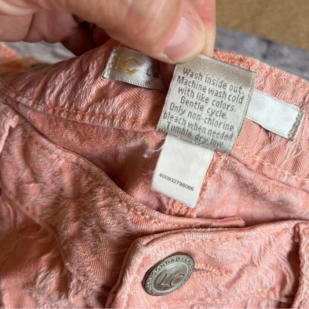 LC Lauren Conrad Coral Jacquard Pants 12 Casual Floral - Picture 5 of 10